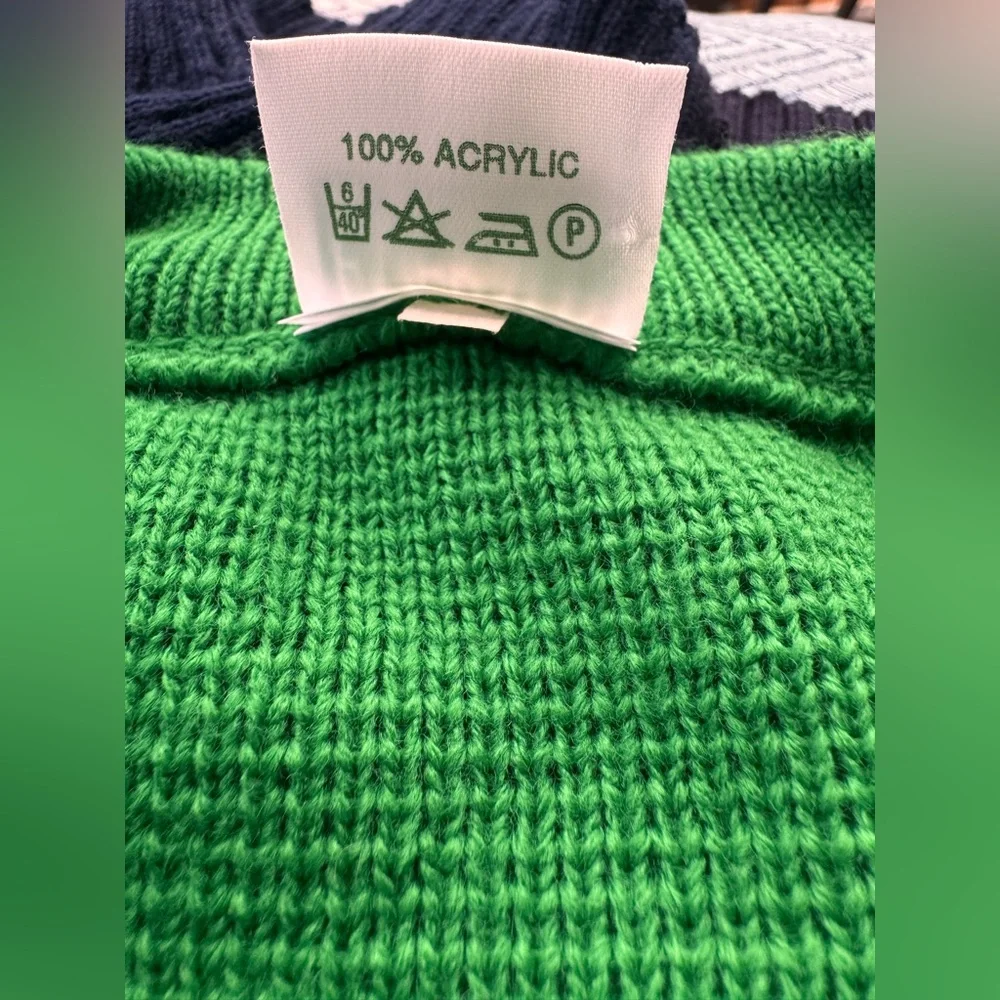 Vintage Emerald Sport Shamrock Celtic Pullover Knit Sweater Made In Ireland M